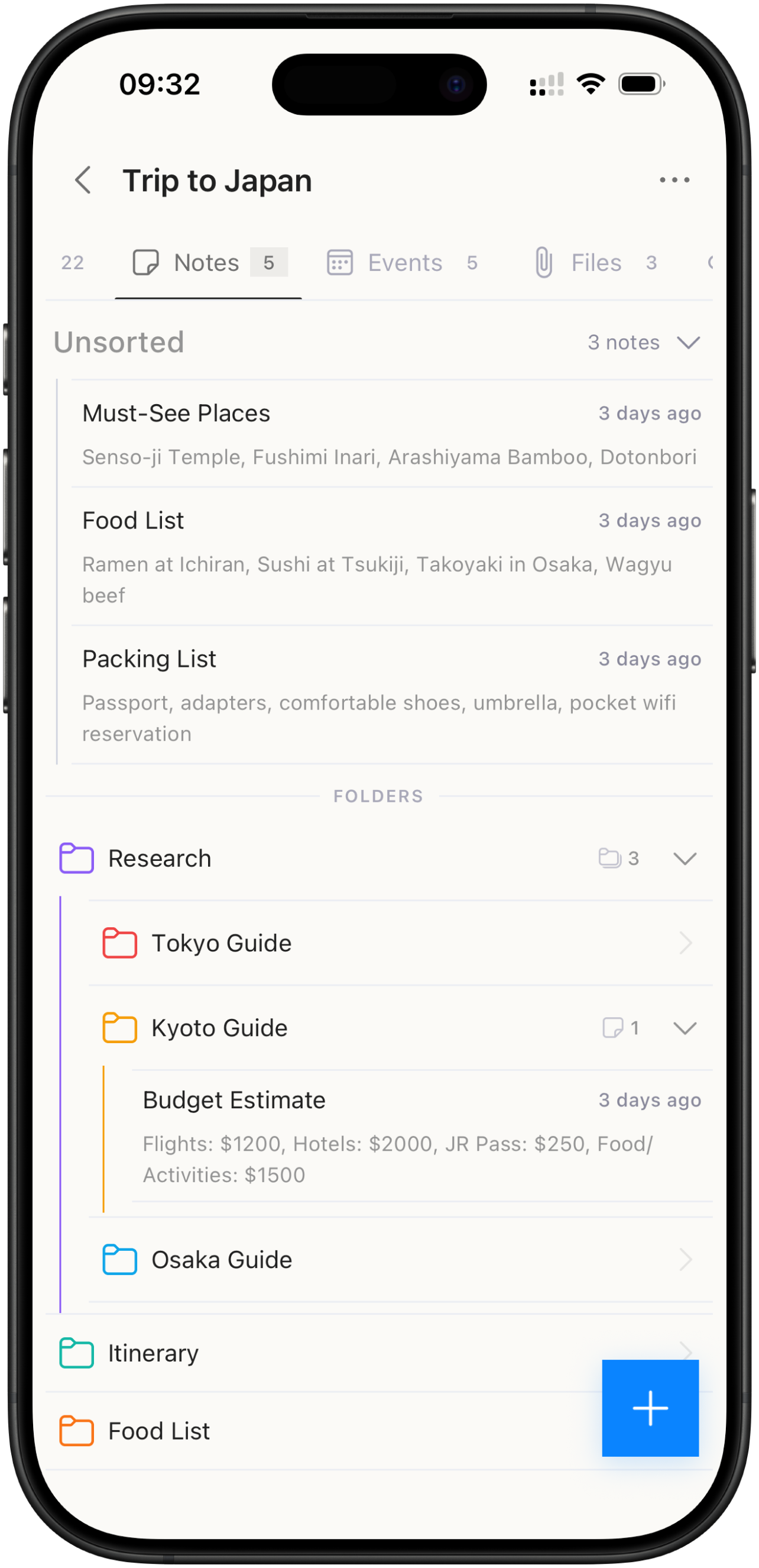 Brainee notes feature screenshot